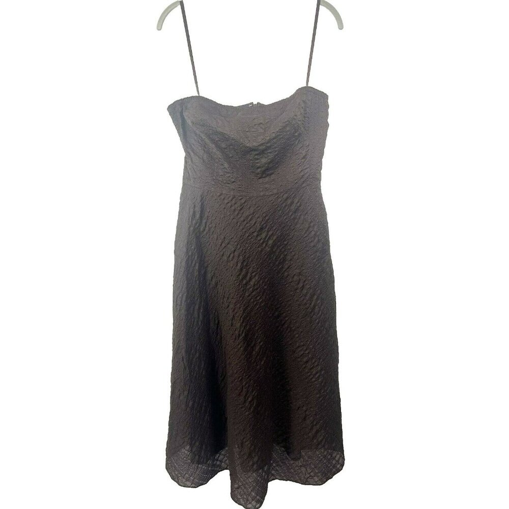 J. Crew Women's Strapless Textured Dress 8 Lined Brown‎ A line 100% Cotton Gauzy